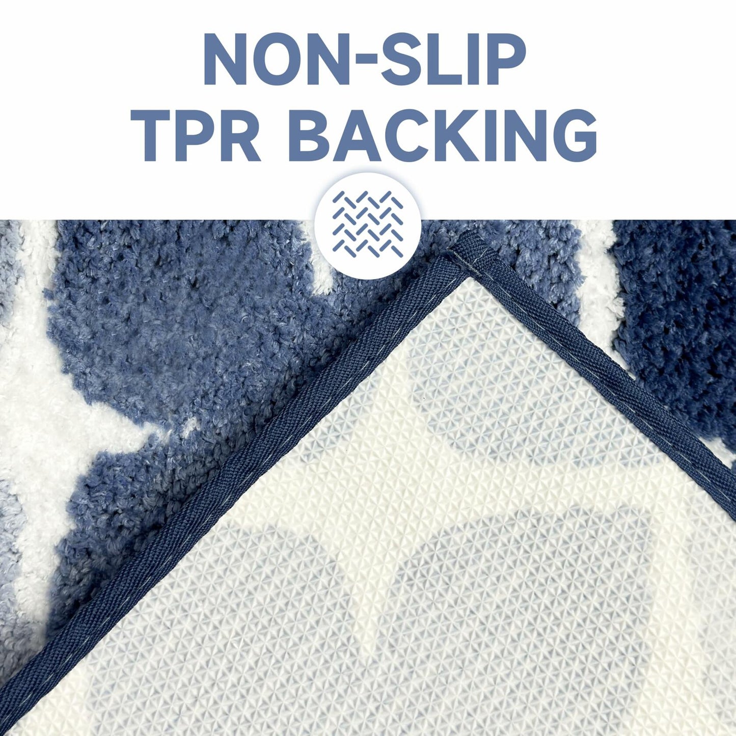 Planially Bathroom Rugs Non-Slip Soft Shaggy Bath Mat 20x32 Blue