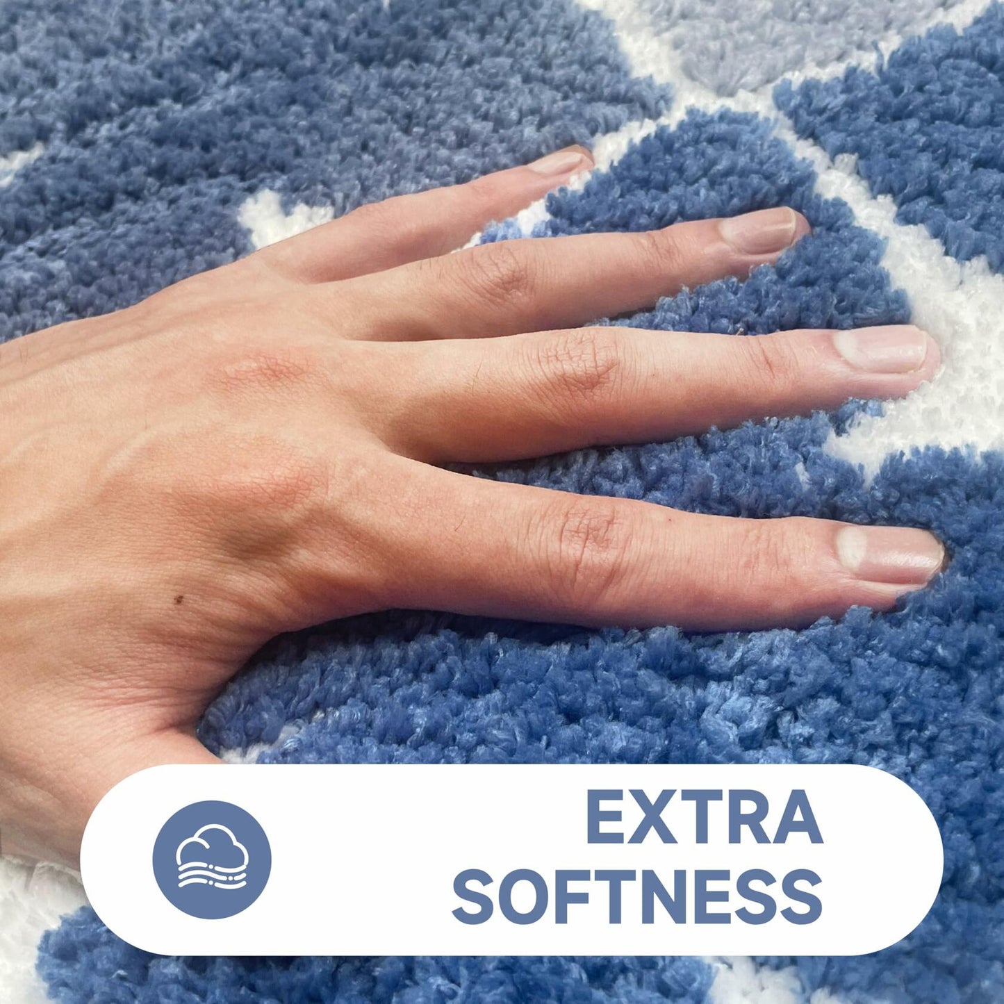 Planially Bathroom Rugs Non-Slip Soft Shaggy Bath Mat 20x32 Blue