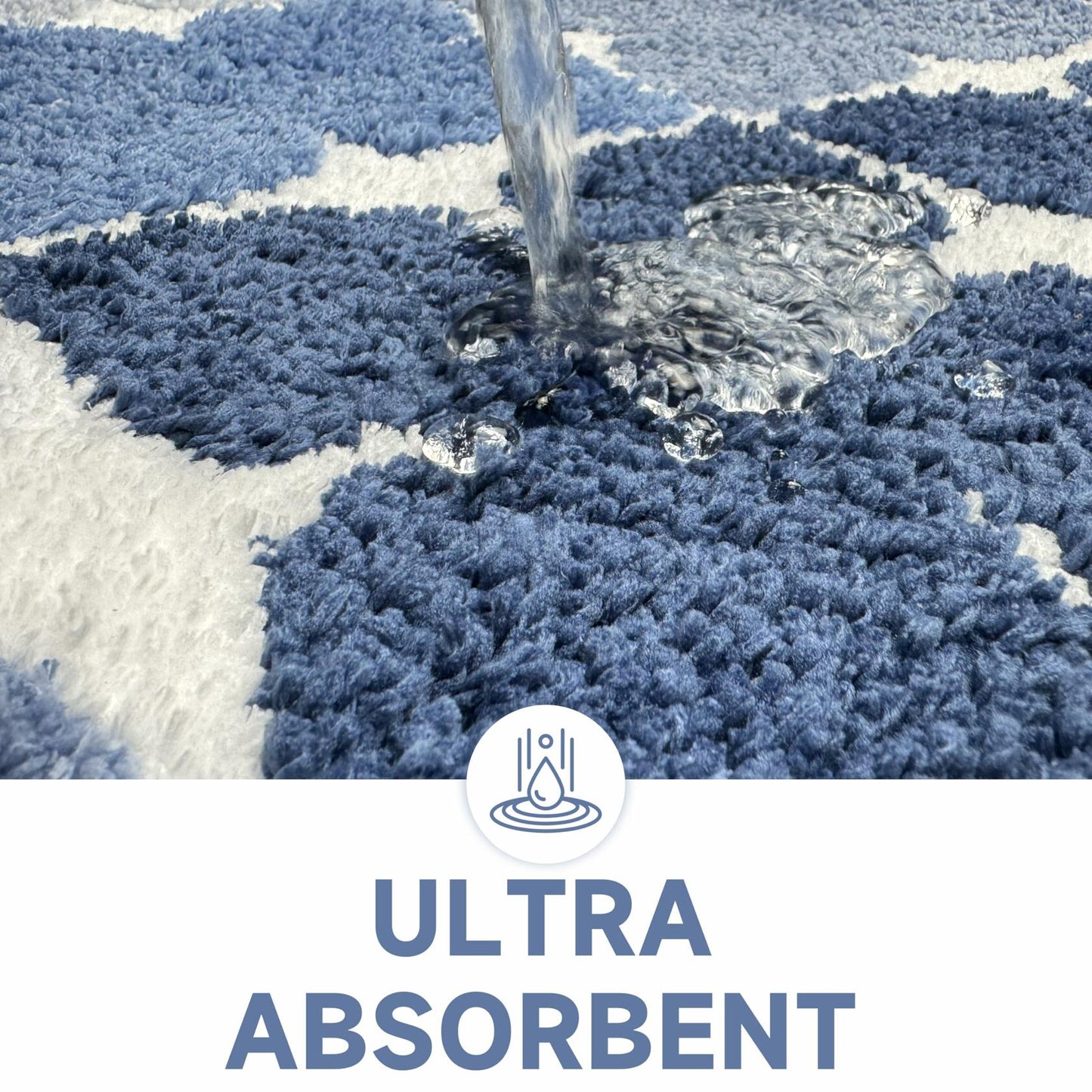 Planially Bathroom Rugs Non-Slip Soft Shaggy Bath Mat 20x32 Blue