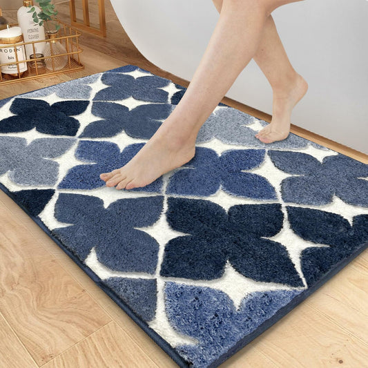Planially Bathroom Rugs Non-Slip Soft Shaggy Bath Mat 20x32 Blue