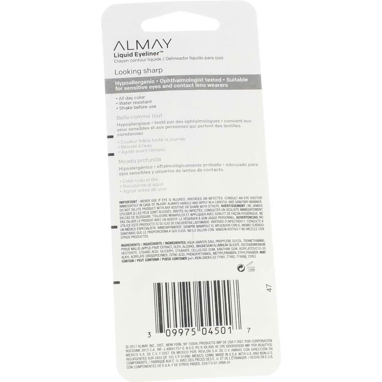 Almay Liquid Eyeliner Black Noir 0.1 oz Ophthalmologist Tested Smudgeproof