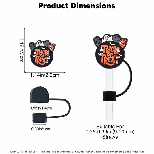 5Pcs Halloween Silicone Skull Ghost Straw Caps for Stanley 30&40oz Tumbler