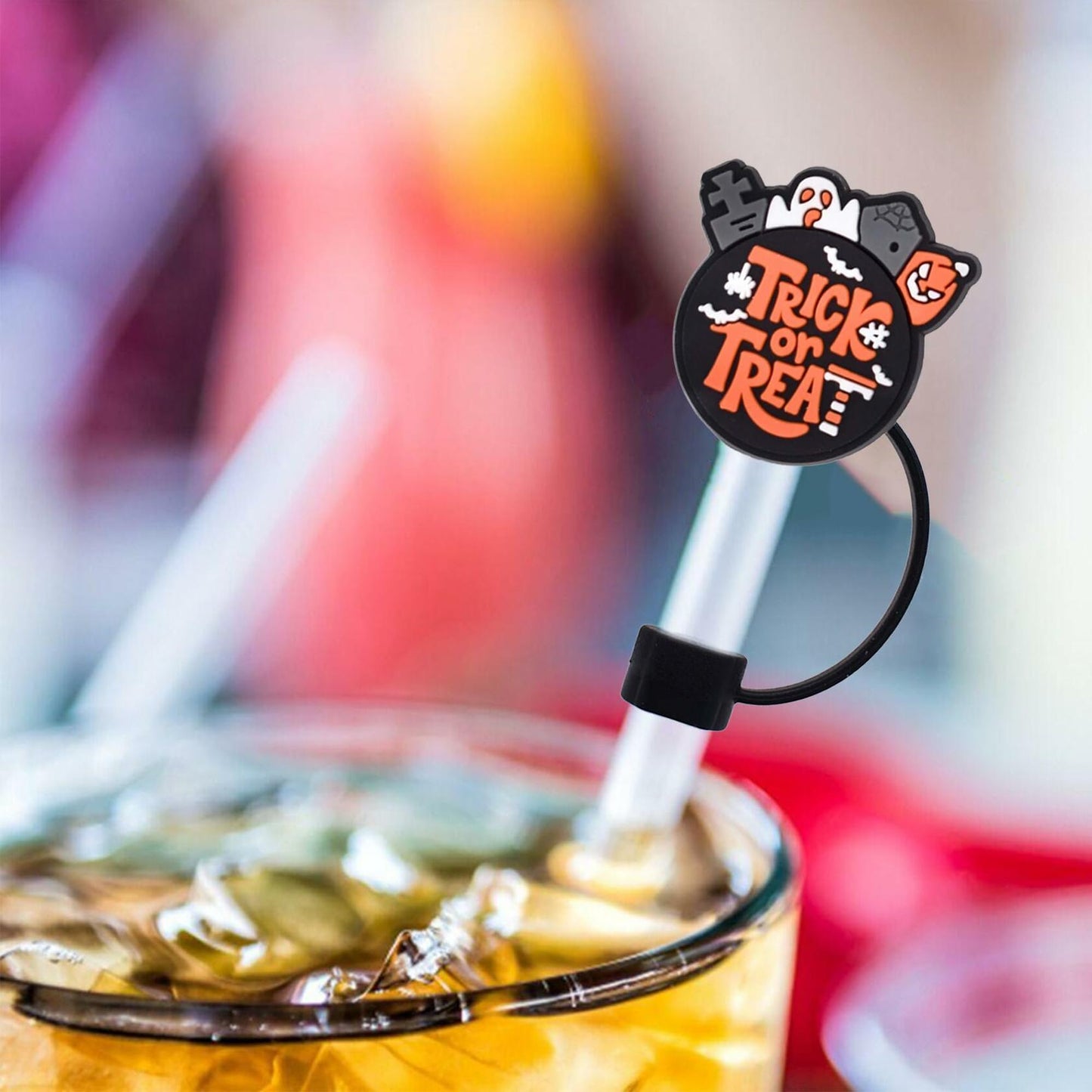 5Pcs Halloween Silicone Skull Ghost Straw Caps for Stanley 30&40oz Tumbler