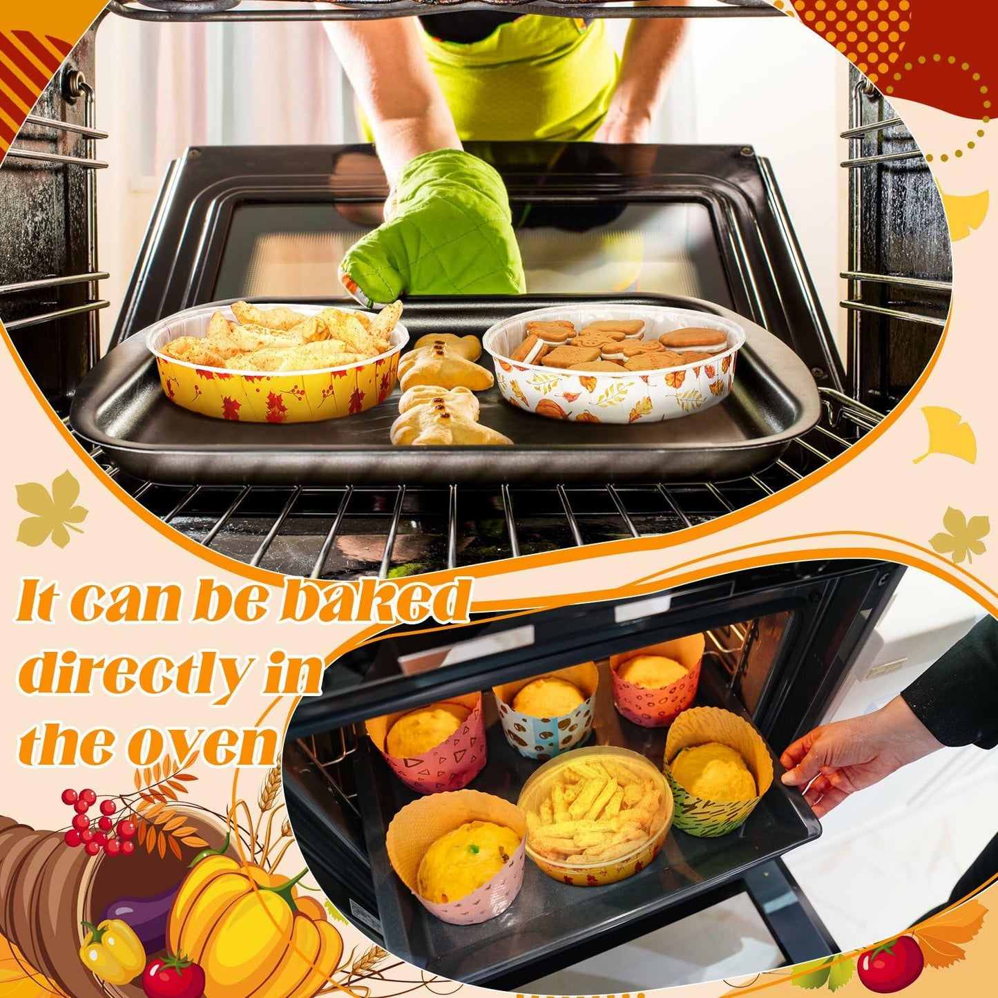 FillTouch 80 Set Thanksgiving Loaf Pan Disposable 6.3x2.17 Autumn Maple Lid