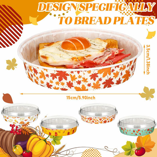 FillTouch 80 Set Thanksgiving Loaf Pan Disposable 6.3x2.17 Autumn Maple Lid