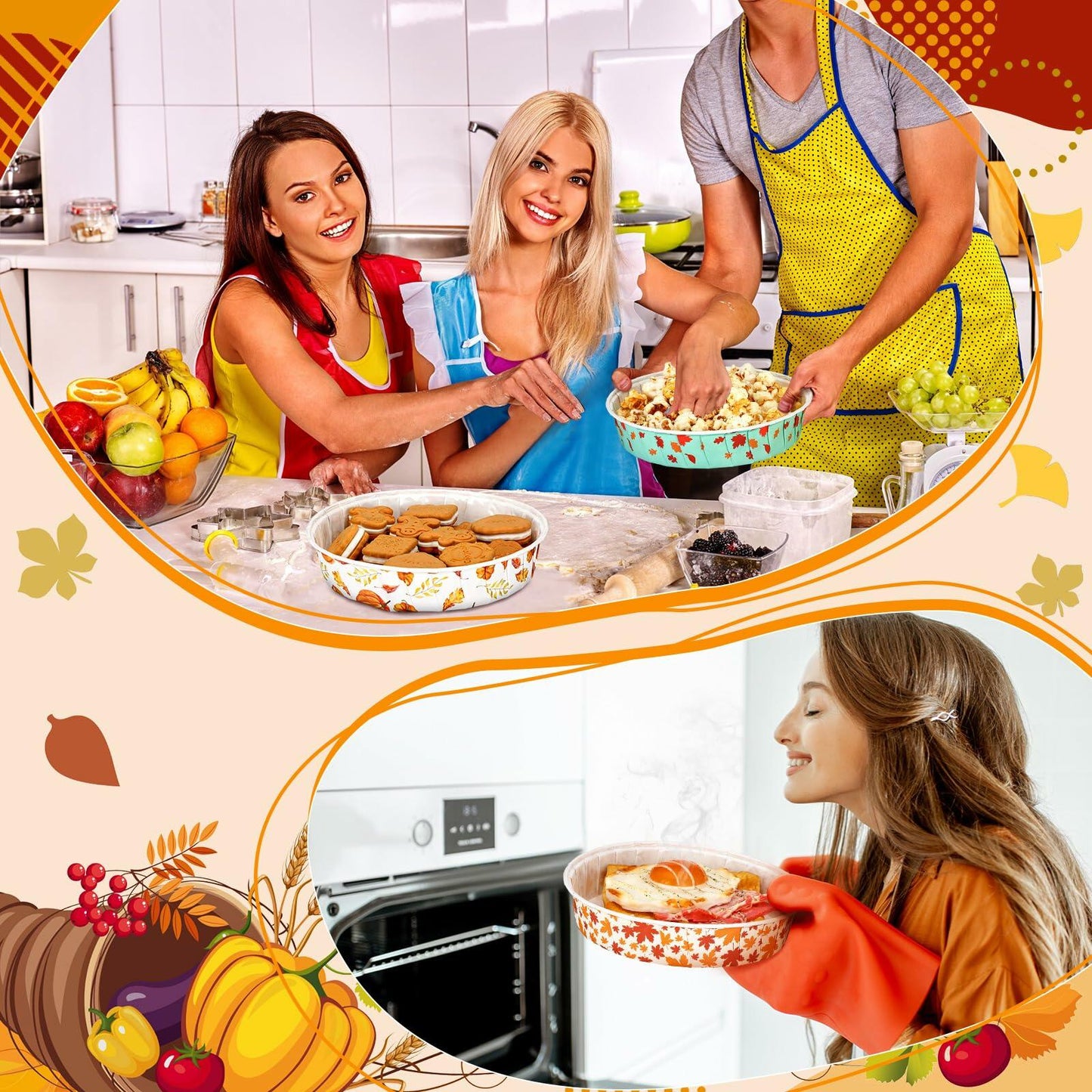 FillTouch 80 Set Thanksgiving Loaf Pan Disposable 6.3x2.17 Autumn Maple Lid