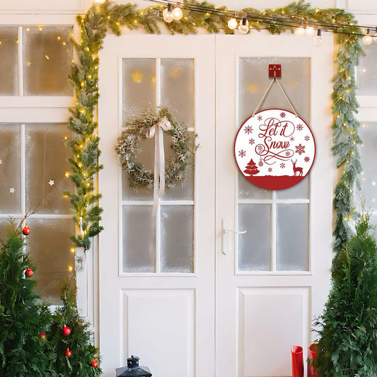 Absnfatu Let It Snow Christmas Wood Door Sign Hanging Decor