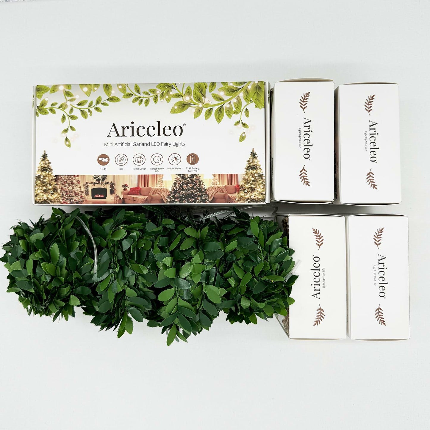 Ariceleo USB Fairy String Lights 50 LED 16.4ft 2 Pack Warm White Remote Timer