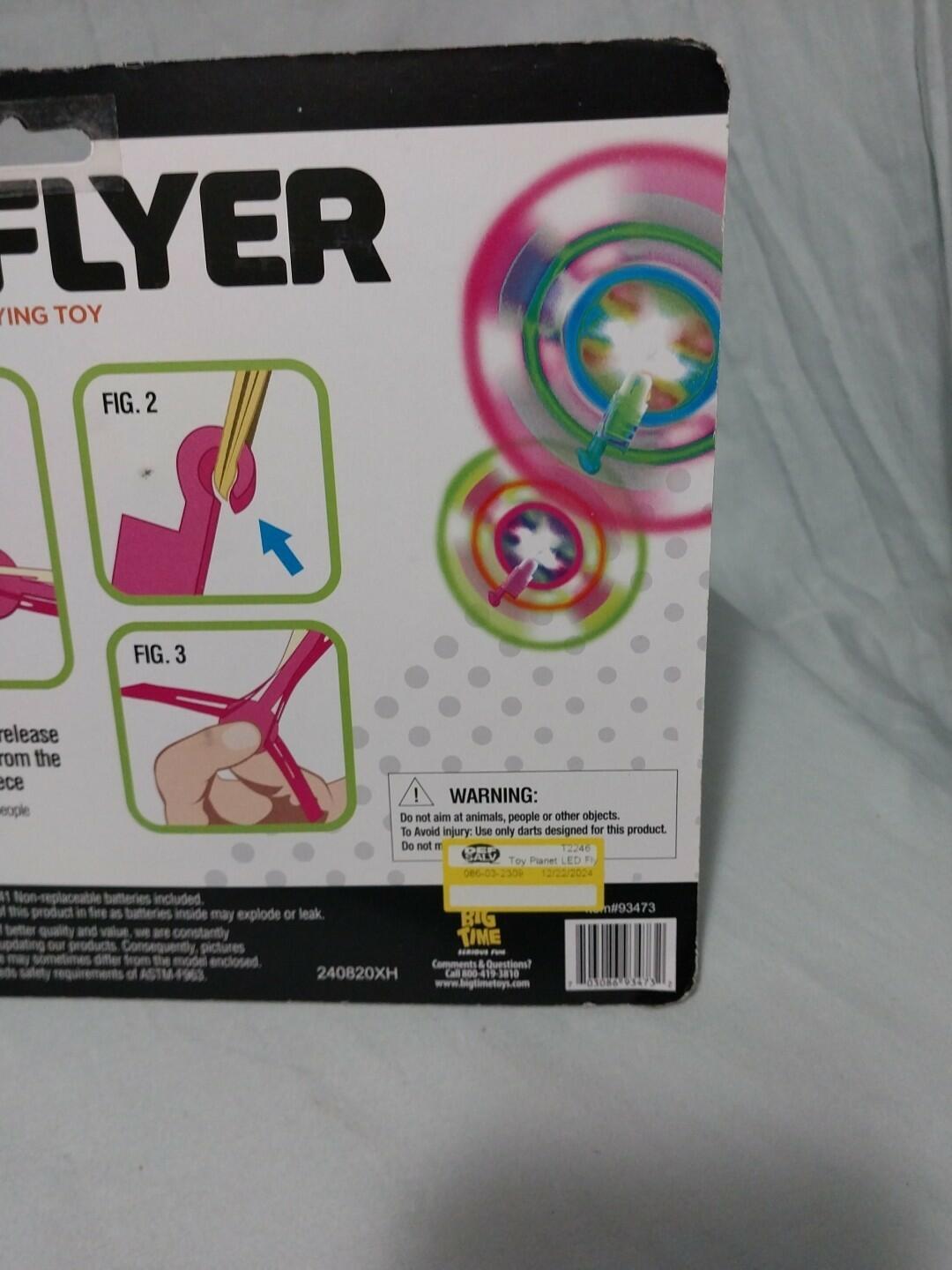 Big Time Toys LED Flyer Flying Toy 2 Launchers Battery Included Plastic