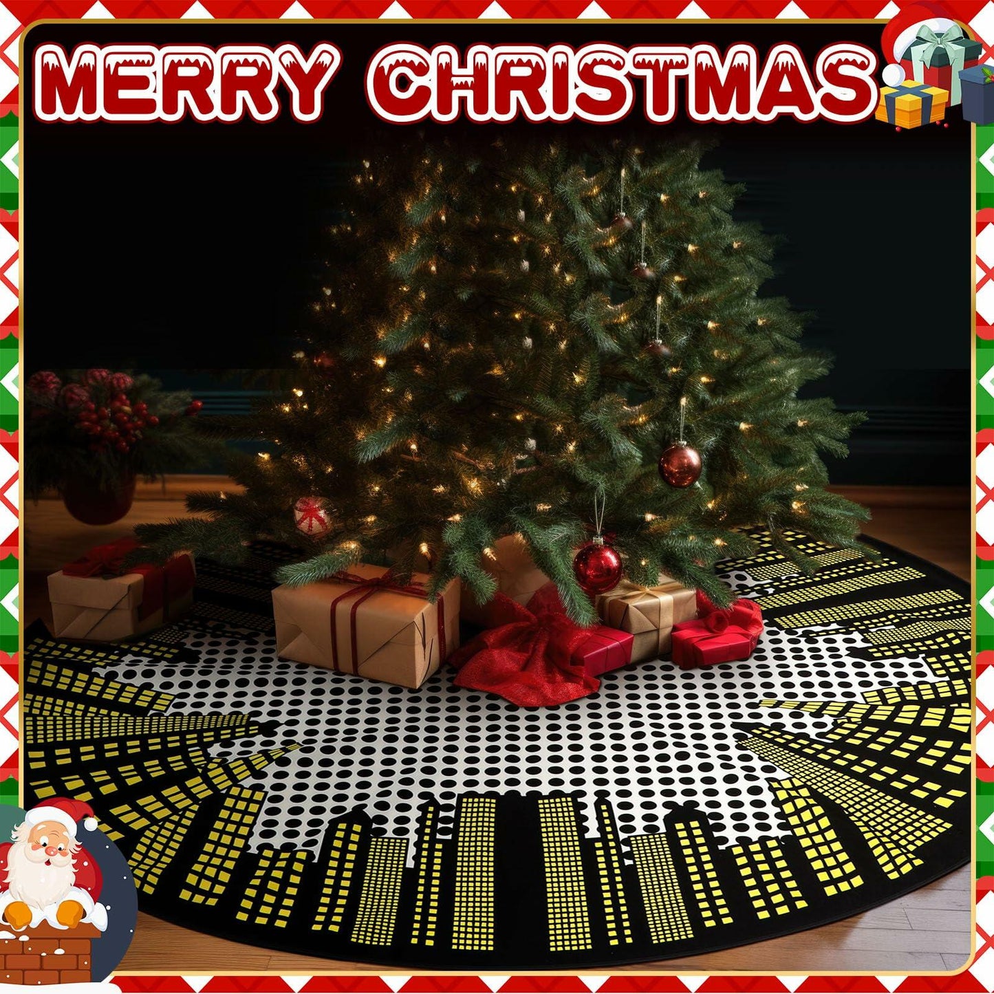 Boao Magic World Christmas Tree Skirt Vintage Envelope Design Rustic Xmas