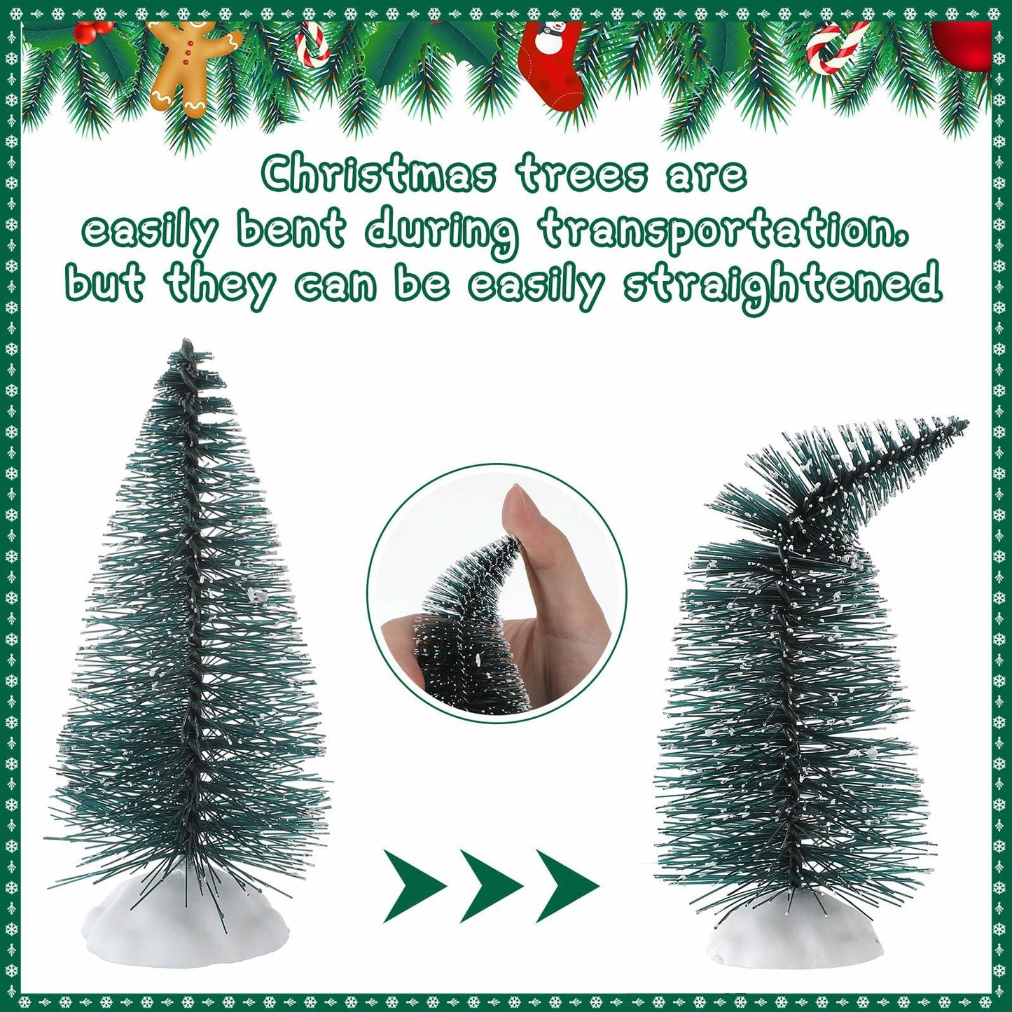 Crowye 80 Pcs Christmas Village Bottle Brush Trees White Base Silver 6 Sizes