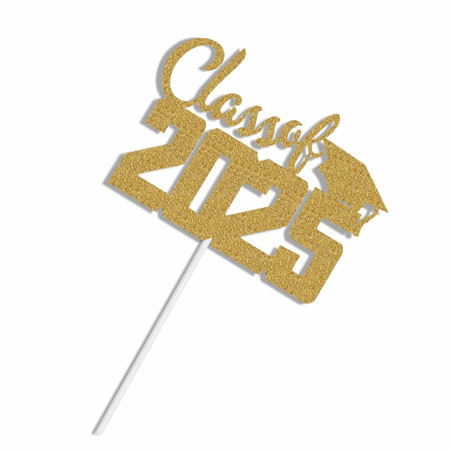 Class of 2025 Cake Topper Graduation Party Supplies Gold Glitter