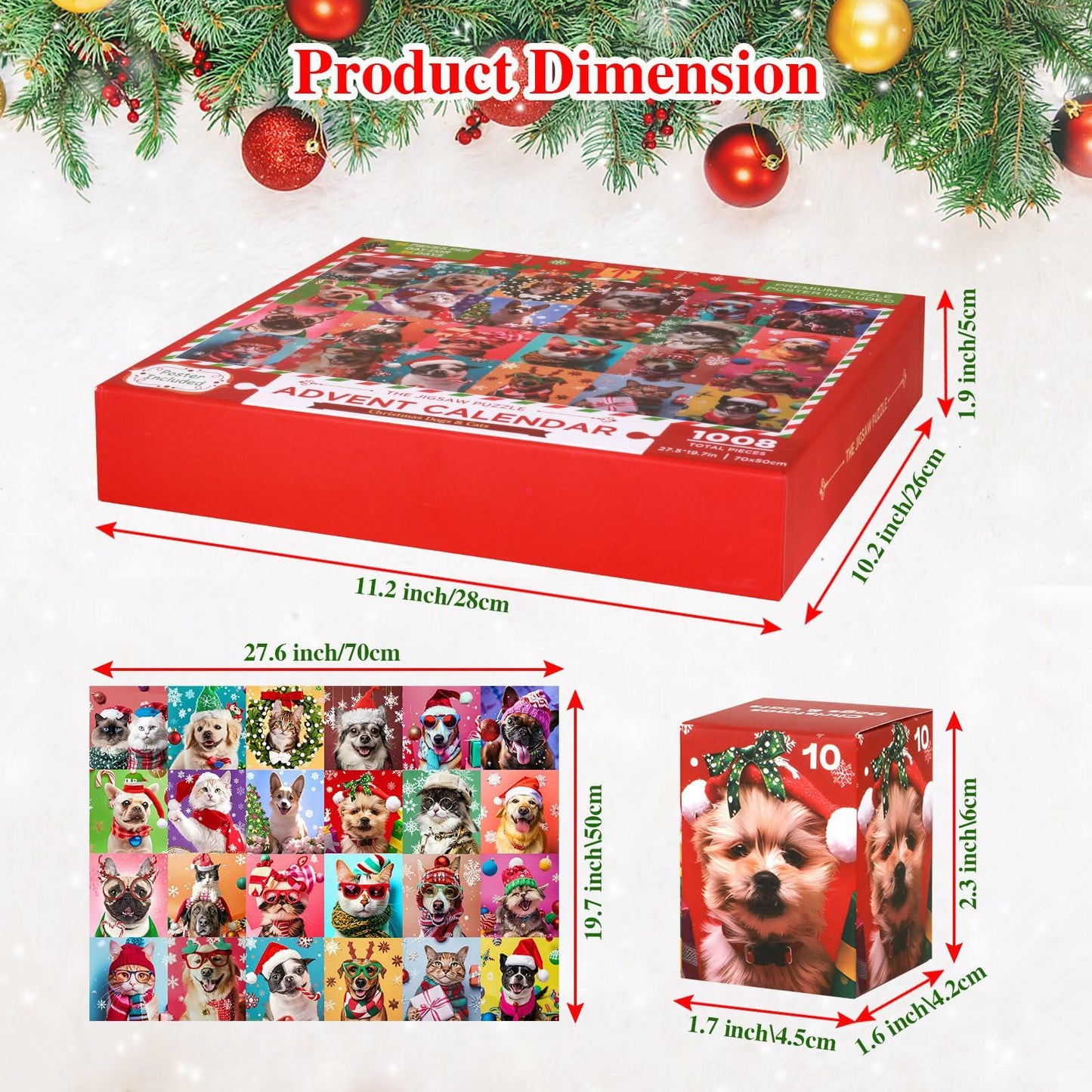 SIXVALA Advent Calendar 2024 Christmas Dogs & Cats Jigsaw Puzzle 1008pcs
