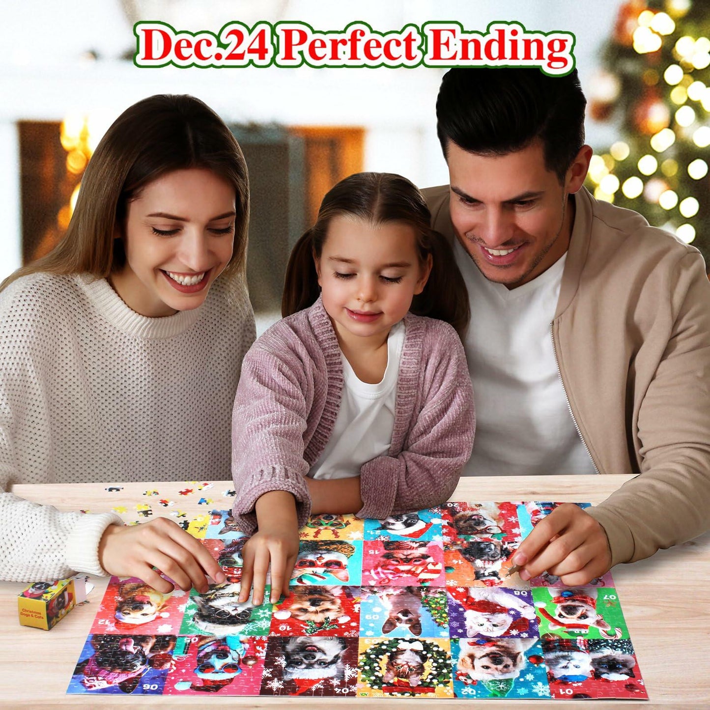 SIXVALA Advent Calendar 2024 Christmas Dogs & Cats Jigsaw Puzzle 1008pcs