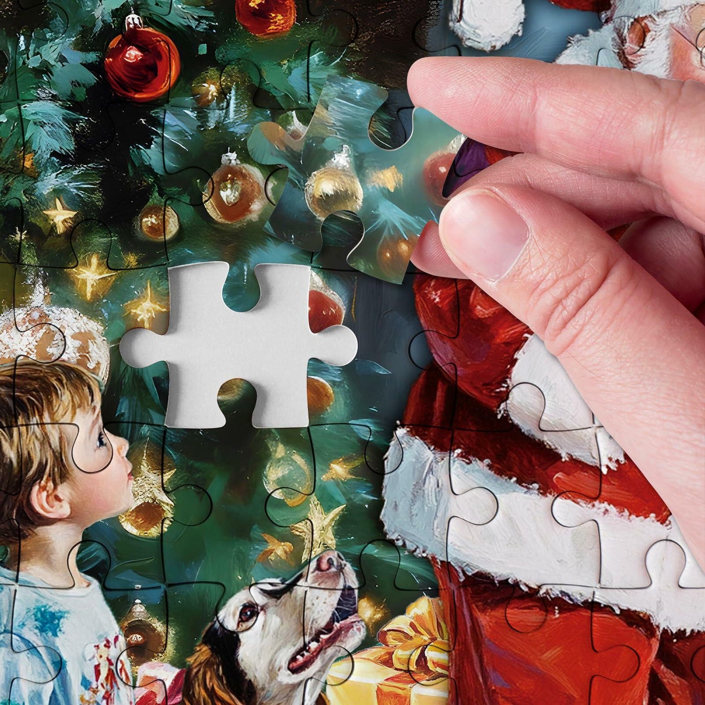 Christmas Eve Secret Painting 1000pc Adult Jigsaw Puzzle Winter Art Santa