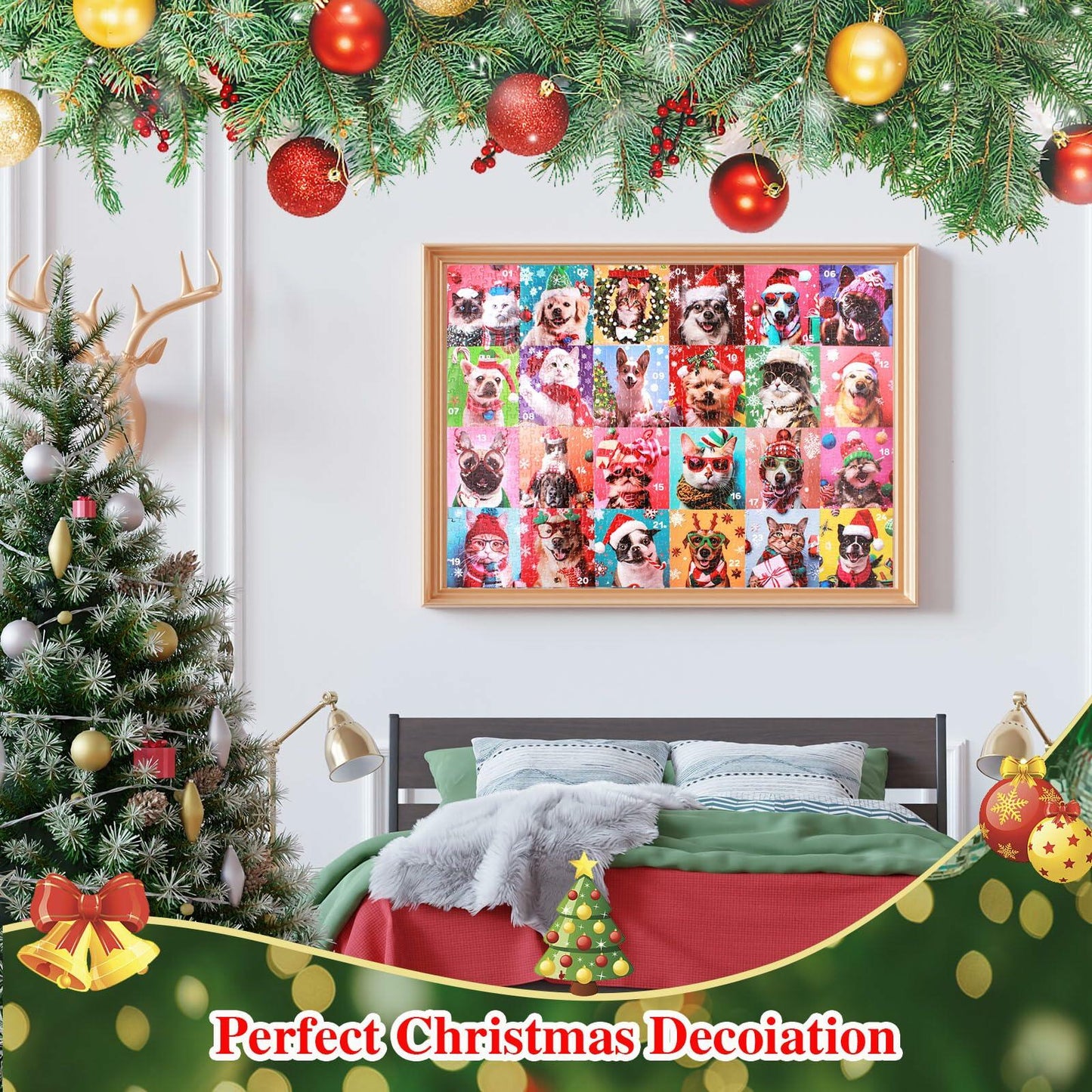 SIXVALA Advent Calendar 2024 Christmas Dogs & Cats Jigsaw Puzzle 1008pcs