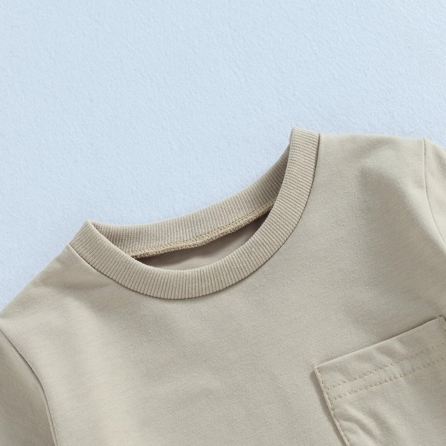 Baby Bubble Romper Solid Color Short Sleeve Bodysuit Khaki Size 0-3M