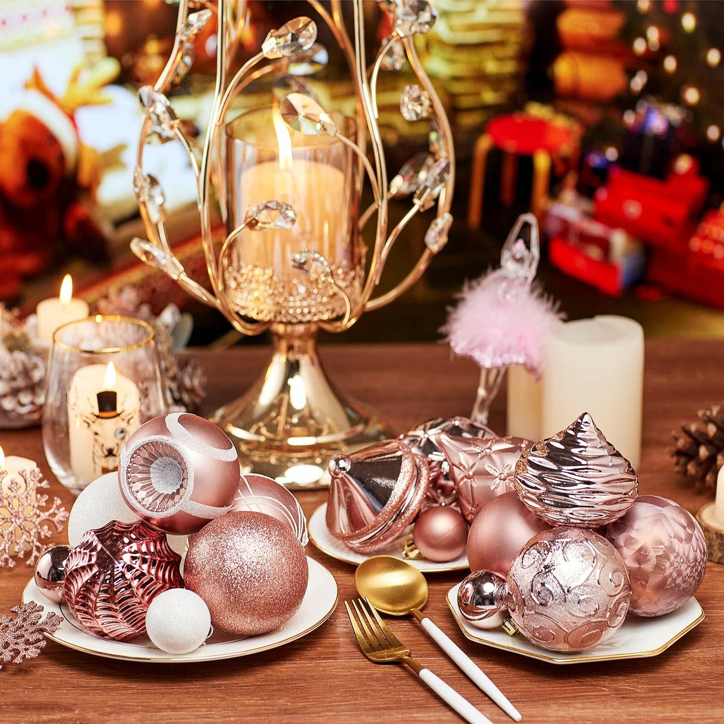 XmasExp Shatterproof Christmas Hanging Balls Red 102pcs Tree Ornaments