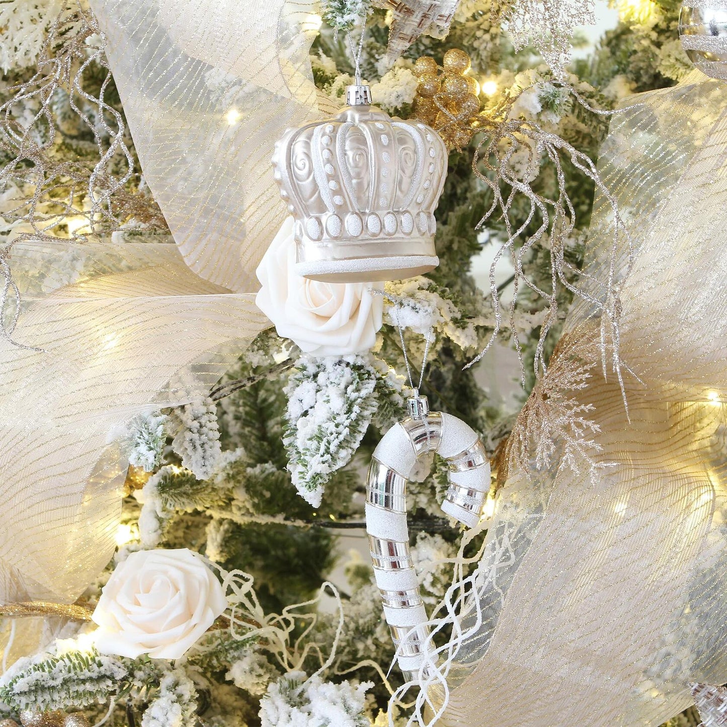 Sea Team 50-Pack Assorted Shatterproof Christmas Ball Ornaments Set Champagne