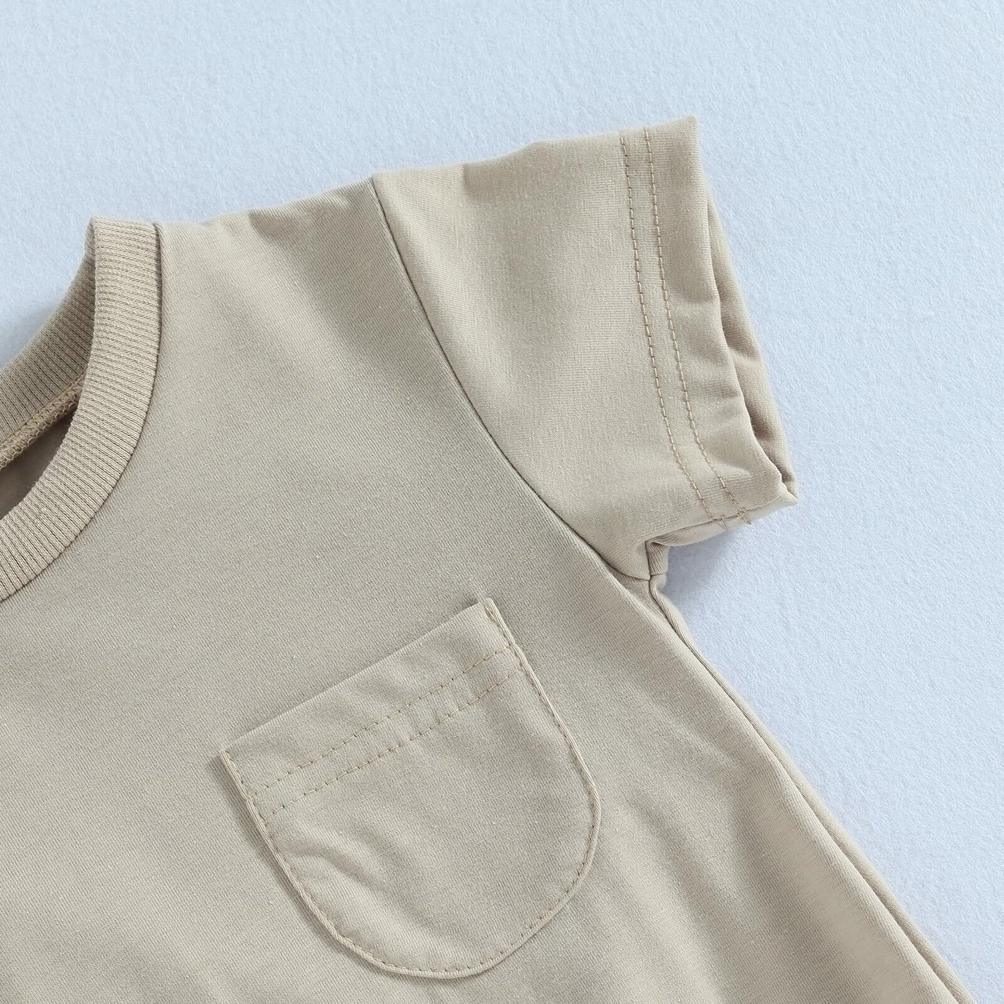 Baby Bubble Romper Solid Color Short Sleeve Bodysuit Khaki Size 0-3M