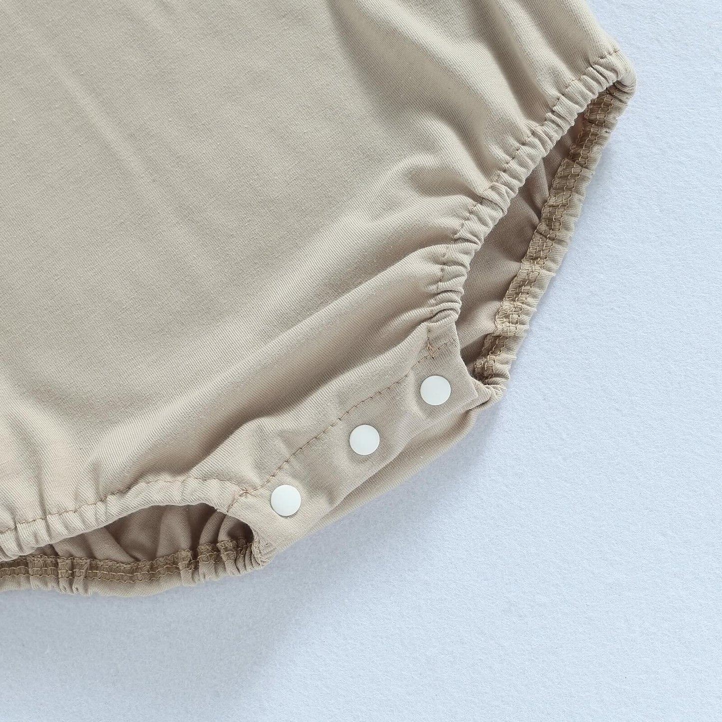 Baby Bubble Romper Solid Color Short Sleeve Bodysuit Khaki Size 0-3M