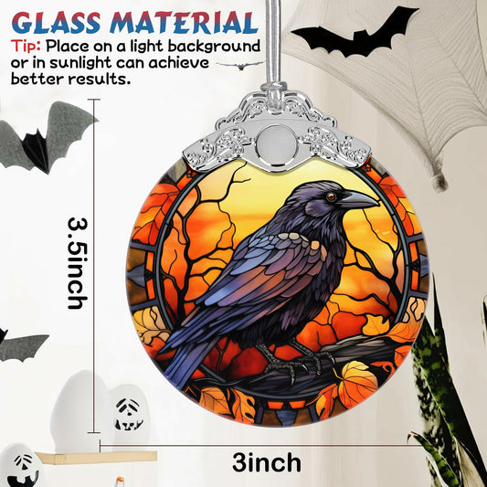 Stained Glass Christmas Ornament Crow Holiday Decoration Unique Gift