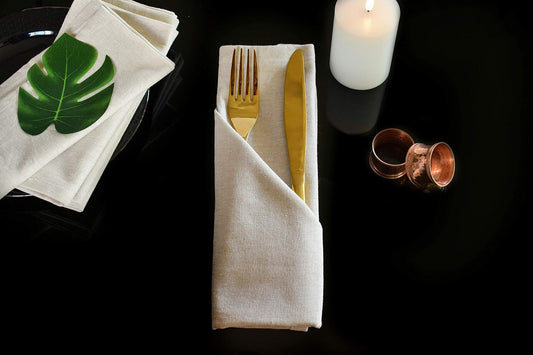 Yourtablecloth Chambray Cloth Napkins Set of 6 Natural 20x20