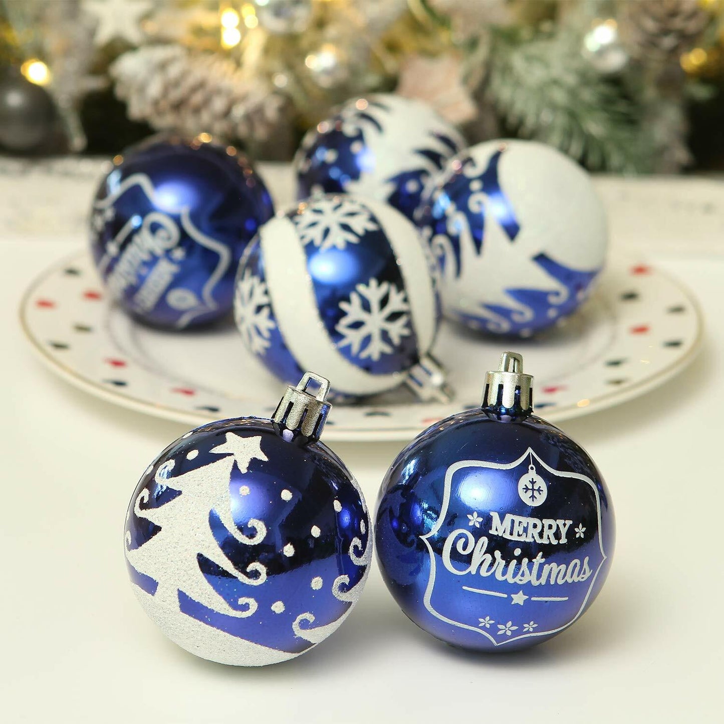 Sea Team 60mm Champagne Shatterproof Christmas Ball Ornaments Set 24 Count