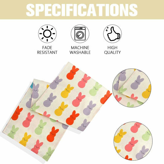 QIHOMPIB Easter Table Runner 13x72 Inch Colorful Rabbits Spring Summer