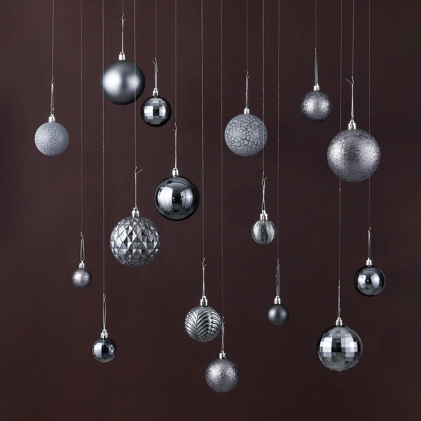 LANGXUN 36pcs Grey Christmas Tree Decorations Balls Shatterproof Ornaments