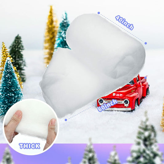 Christmas Snow Blanket Roll 40x60in with 19 Mini Sisal Trees White Thick Snow
