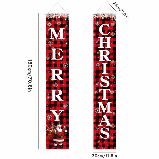 Leuceiy Christmas Banner Santa Snow Outdoor Yard Porch Sign Decoration