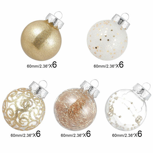 YYHUAWU Clear Christmas Ball Ornaments Set 30pcs 2.36" Champagne