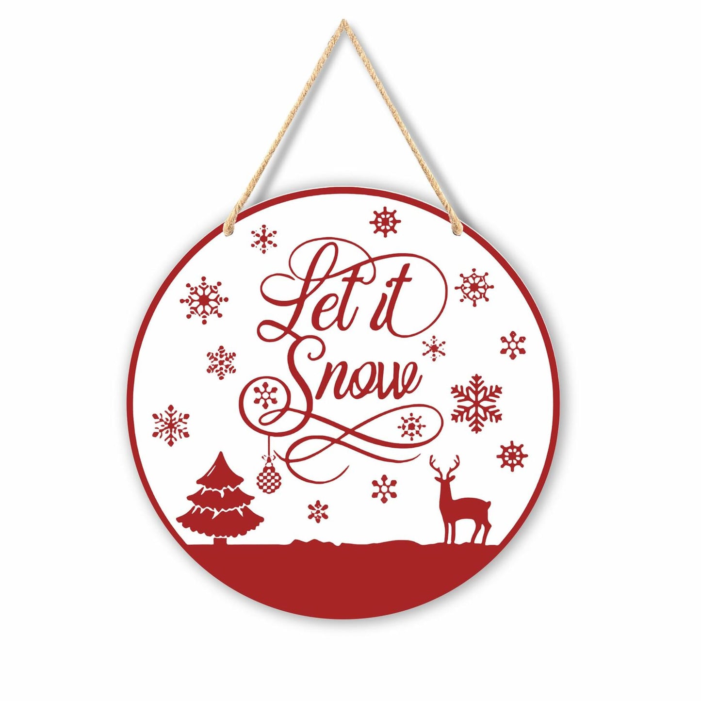 Absnfatu Let It Snow Christmas Wood Door Sign Hanging Decor