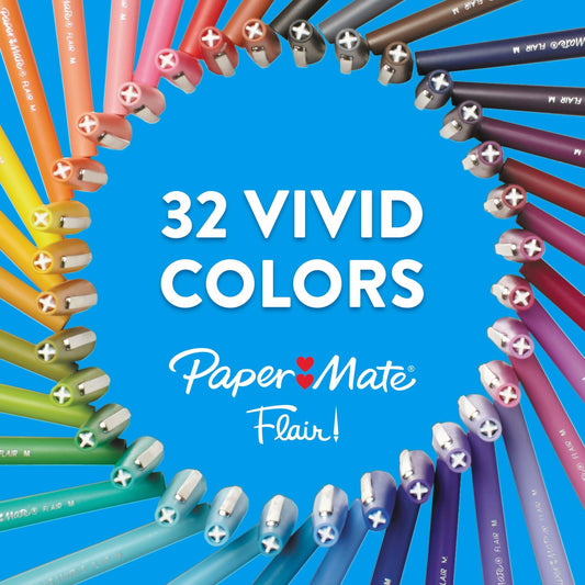 Paper Mate Flair Felt Tip Pens Medium 0.7mm Assorted Retro 12 Count