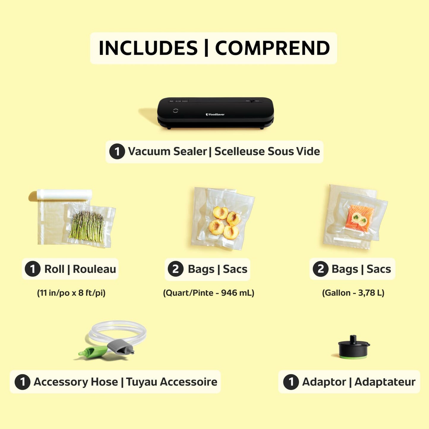 FoodSaver 110878 Compact Vacuum Sealer Black Plastic Metal 120V