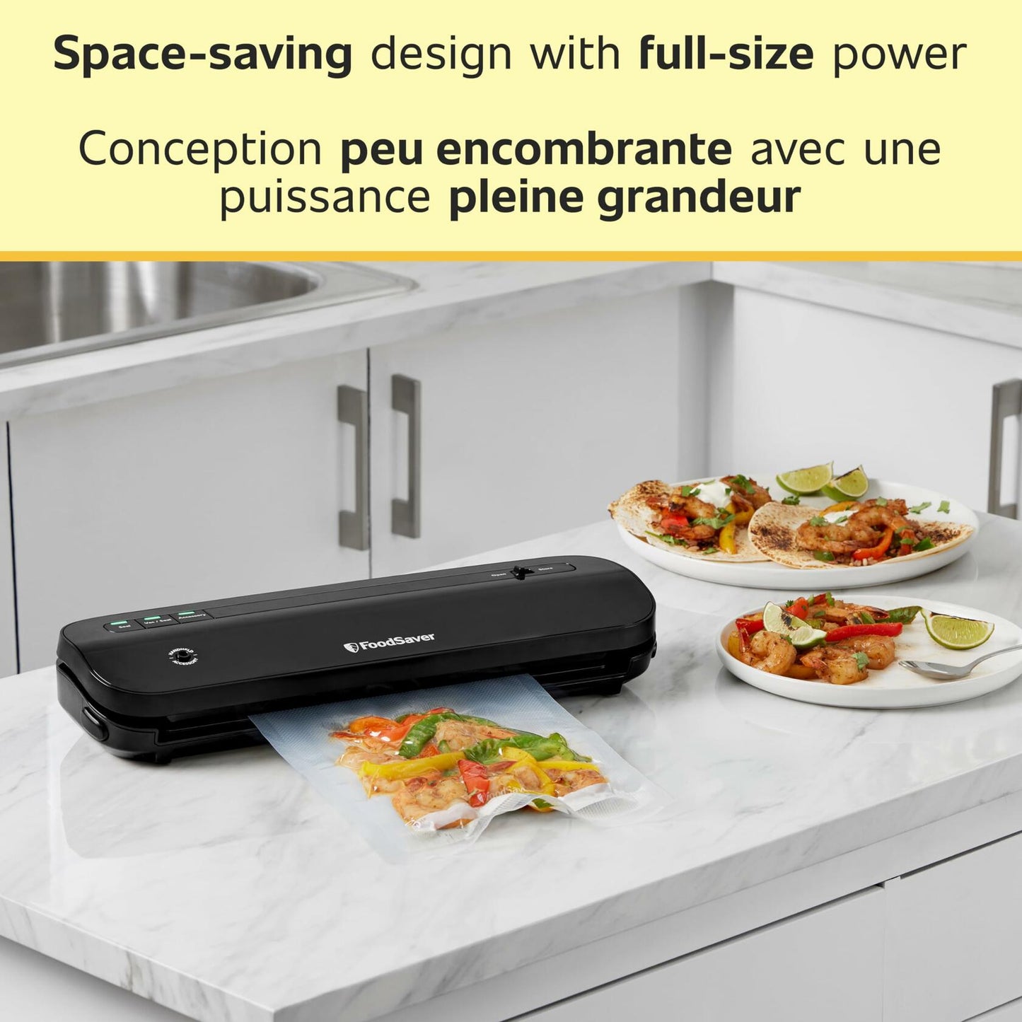 FoodSaver 110878 Compact Vacuum Sealer Black Plastic Metal 120V