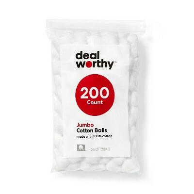 Dealworthy Jumbo Cotton Balls 200ct White Soft Absorbent Skincare DIY