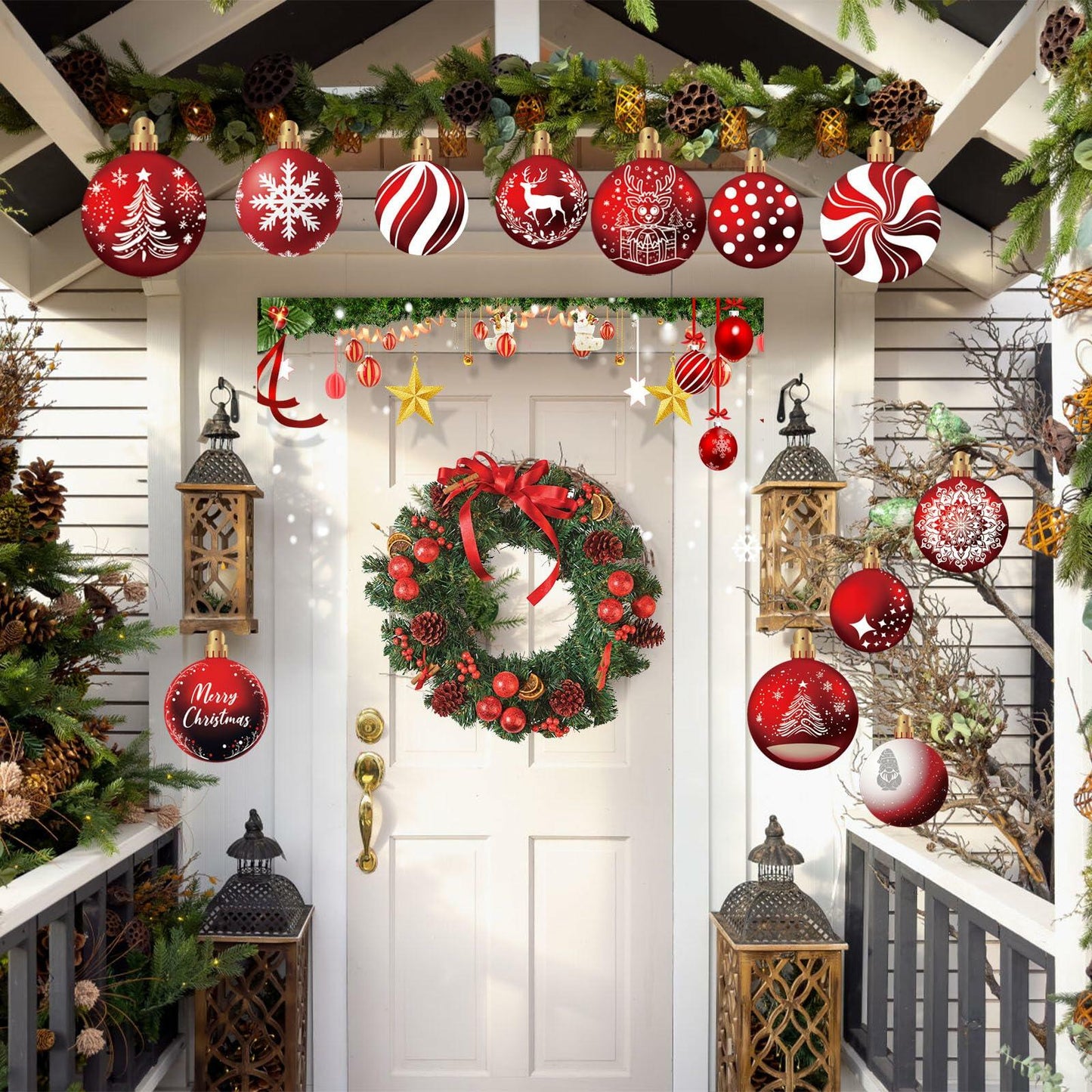 24pcs Red Peppermint Candy Ornaments & Yard Signs Christmas Tree Decor