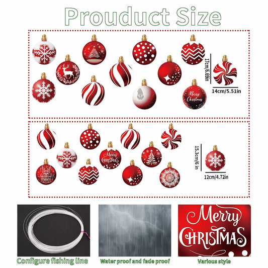 24pcs Red Peppermint Candy Ornaments & Yard Signs Christmas Tree Decor