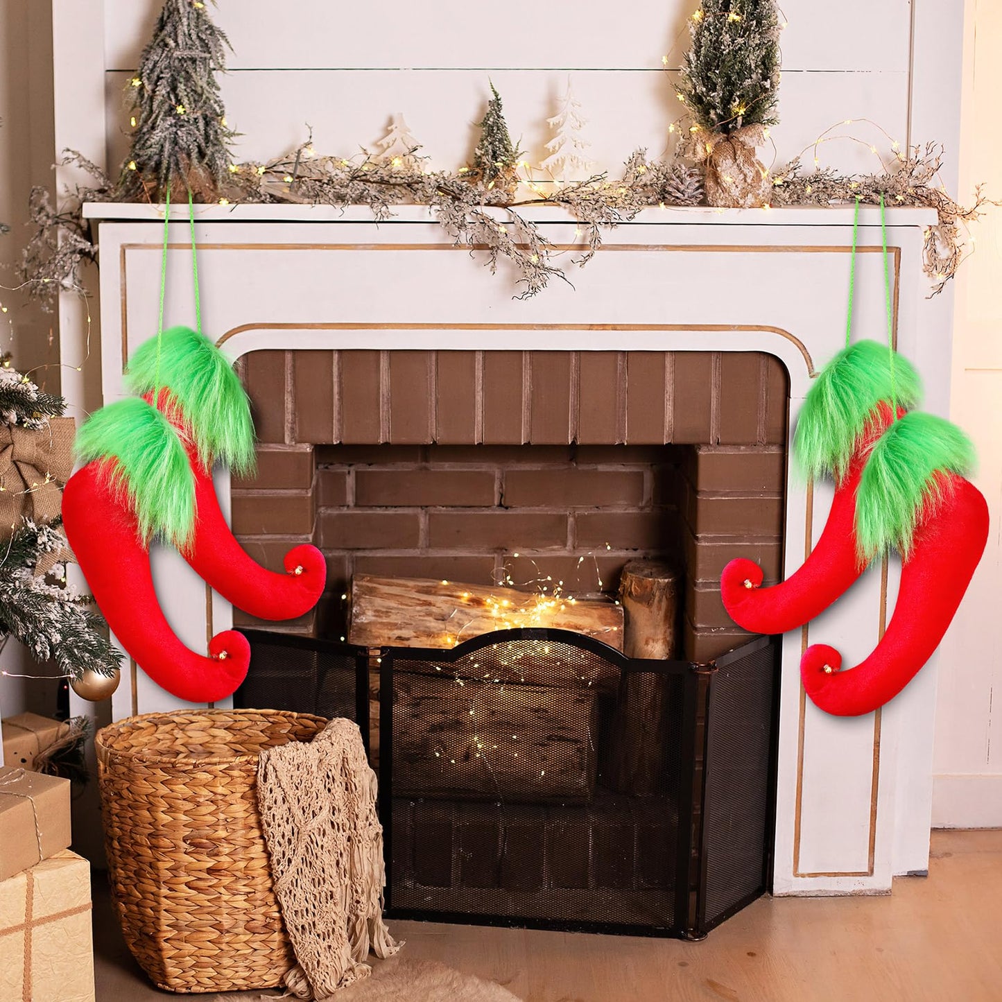 Suhine Christmas Elf Boots Hanging Decor Red 13 Inch