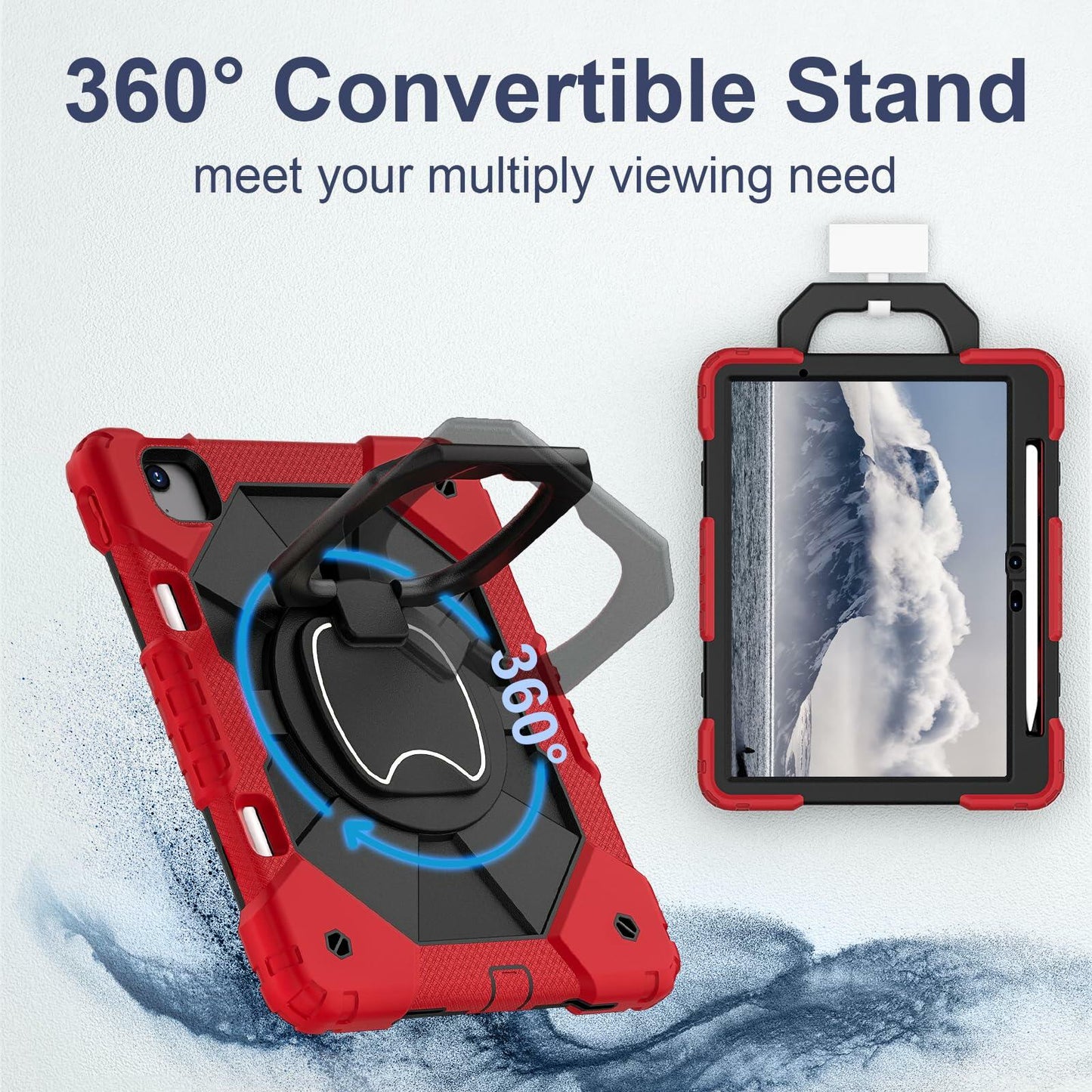 WESOROL iPad Air 11" Case M3 2025 M2 2024 7th/6th Gen 360 Stand Pen Holder Black