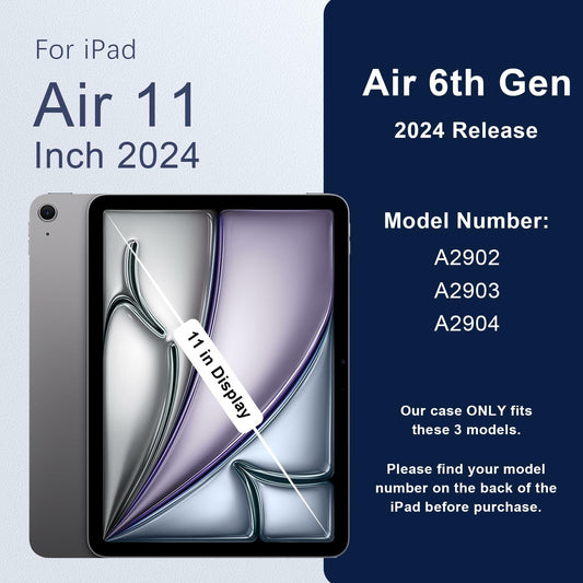 WESOROL iPad Air 11" Case M3 2025 M2 2024 7th/6th Gen 360 Stand Pen Holder Black