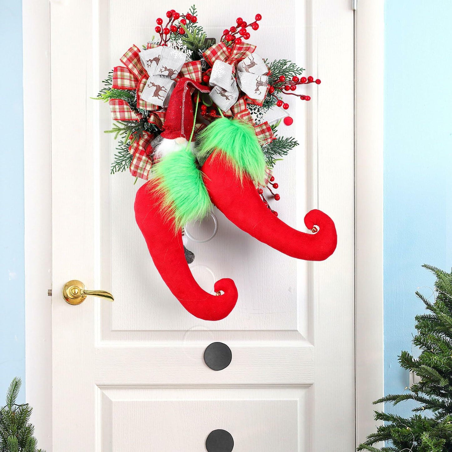 Suhine Christmas Elf Boots Hanging Decor Red 13 Inch