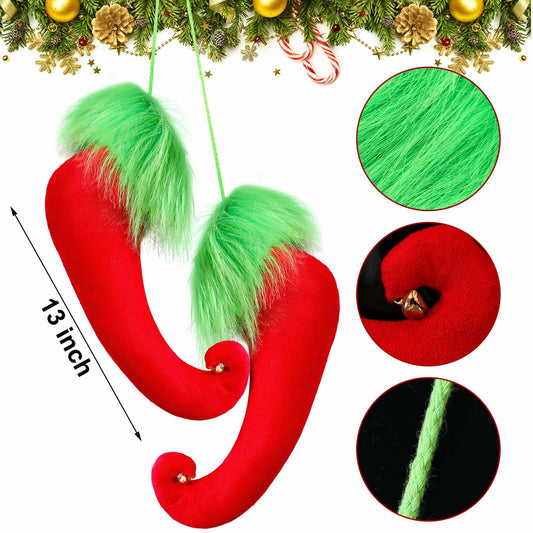 Suhine Christmas Elf Boots Hanging Decor Red 13 Inch