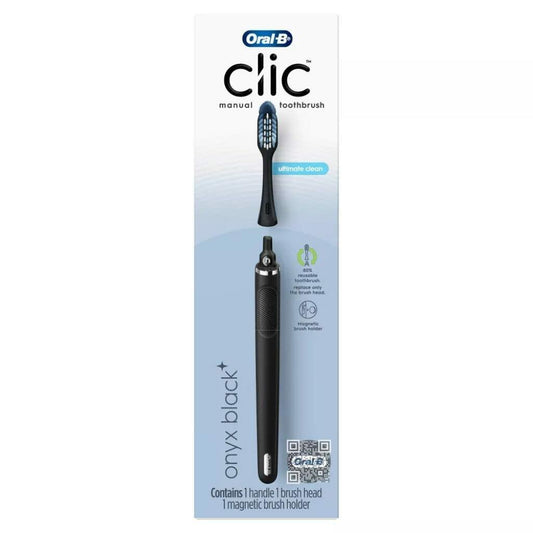 Oral-B Clic Manual Toothbrush Onyx Black with Magnetic Holder 1 Count