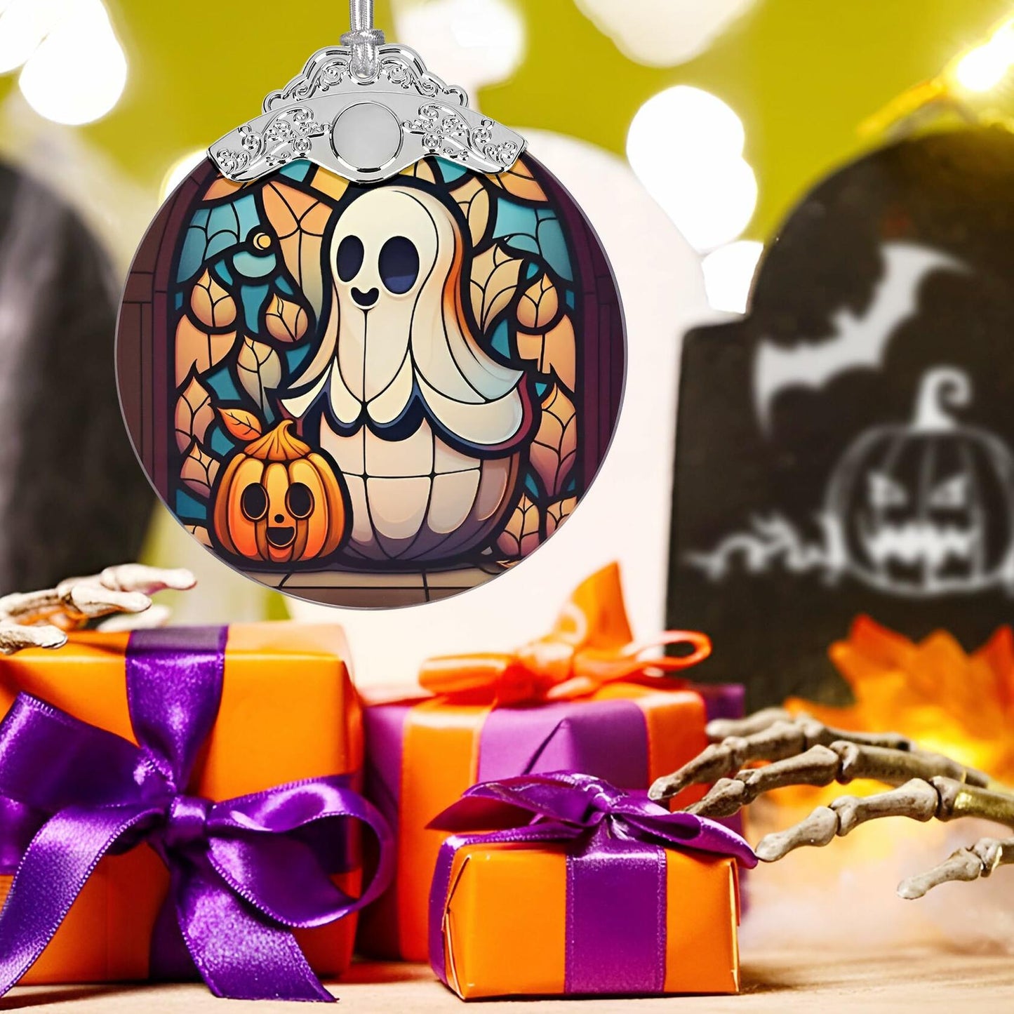 Christmas Ornament Stained Glass Ghost Holiday Decoration Unique Gift