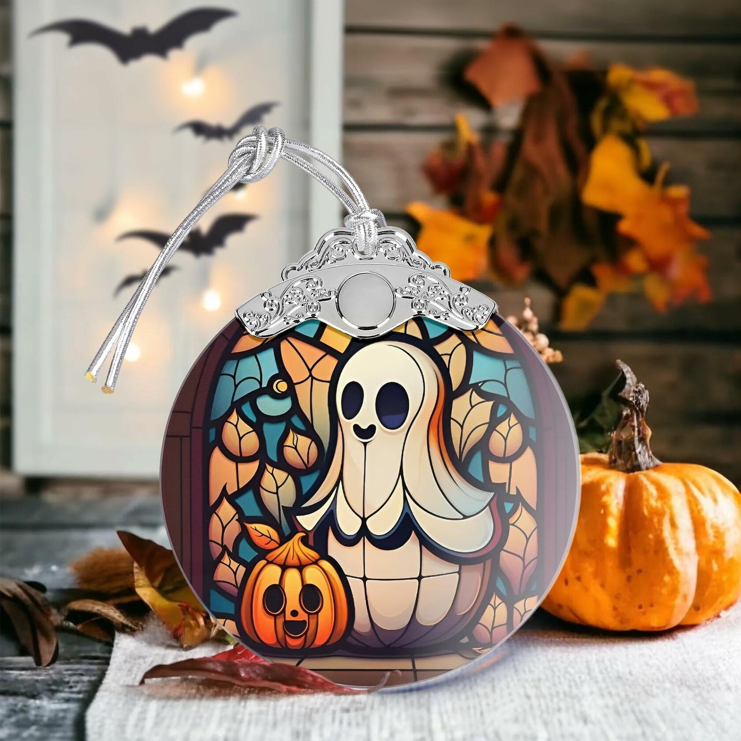 Christmas Ornament Stained Glass Ghost Holiday Decoration Unique Gift