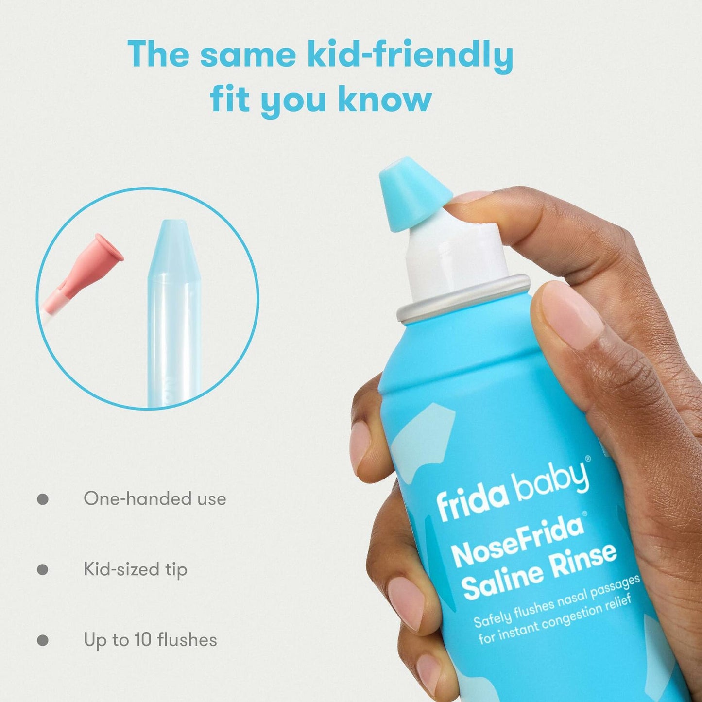 Frida Baby Saline Rinse for Toddler, Kids, Ages 2+, Saline Rinse for Sinus,