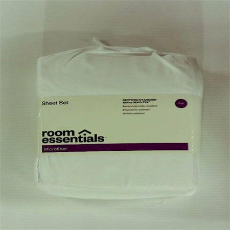 Room Essentials Microfiber Sheet Set White Full Size Polyester Peached Finish